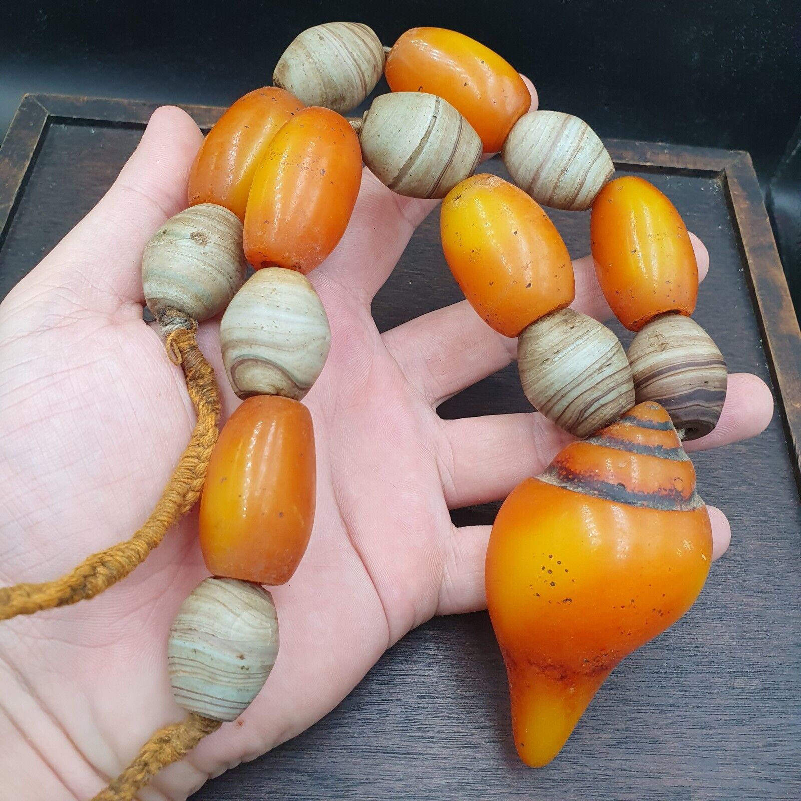 Moroccan Berber Handcrafted Resin Amber Vintage Jewelry African Necklace