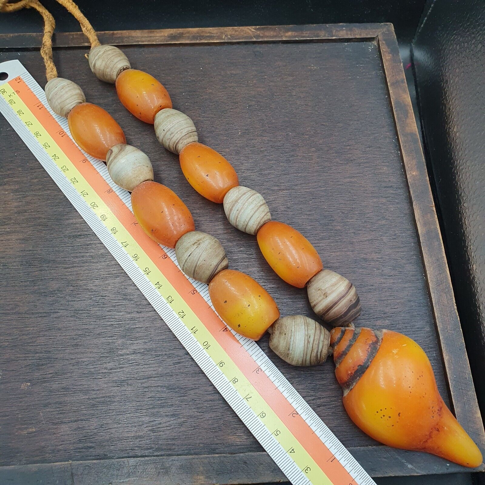 Moroccan Berber Handcrafted Resin Amber Vintage Jewelry African Necklace