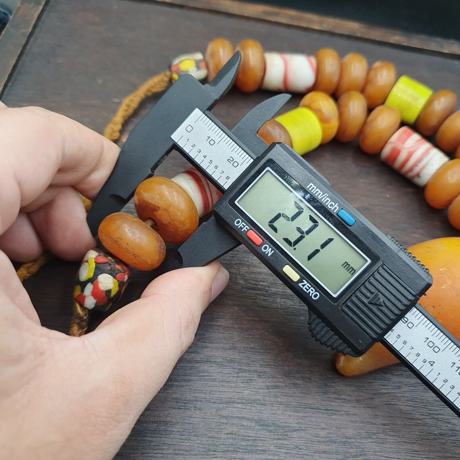 Moroccan Handcrafted Resin Amber Glass Vintage Jewelry African Necklace
