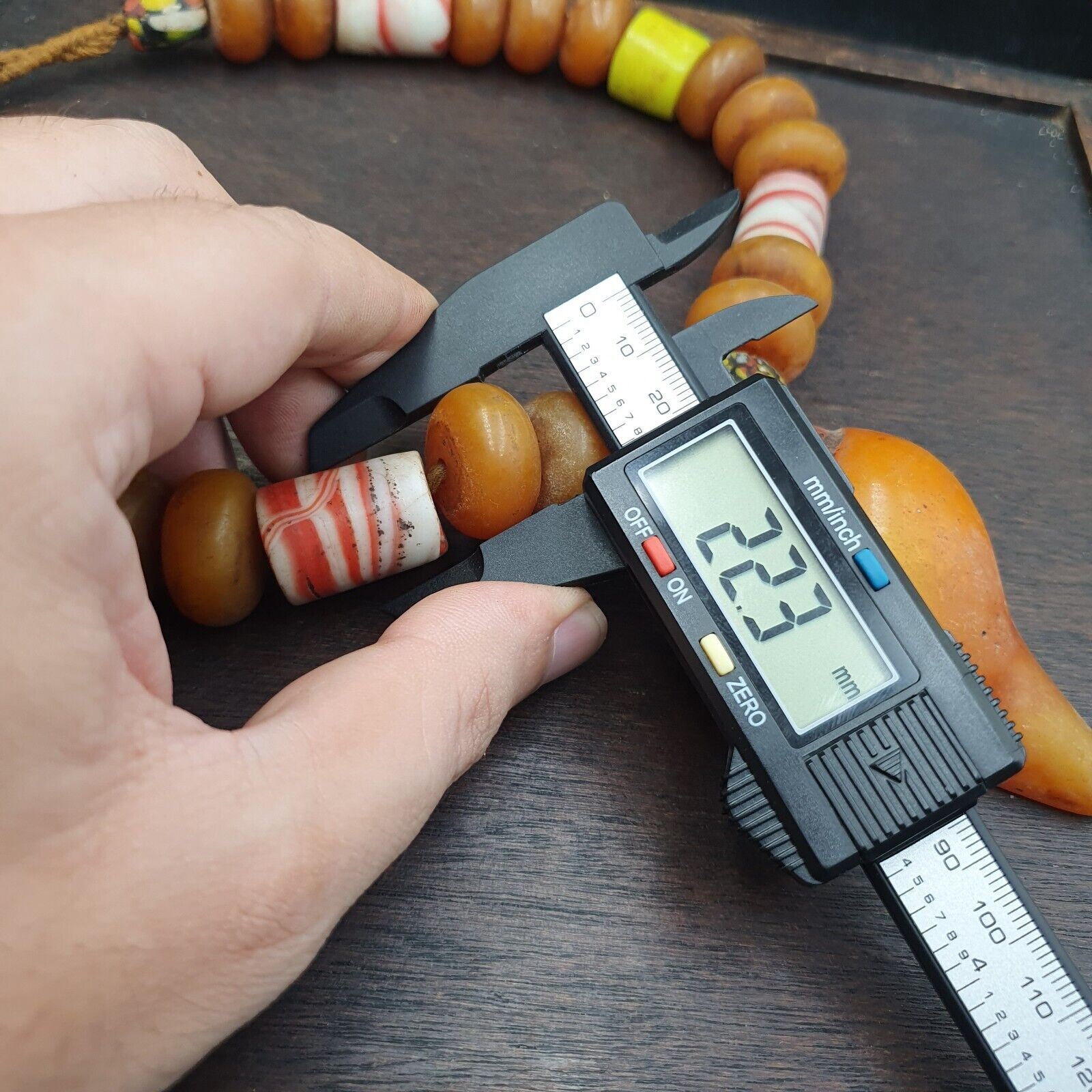 Moroccan Handcrafted Resin Amber Glass Vintage Jewelry African Necklace