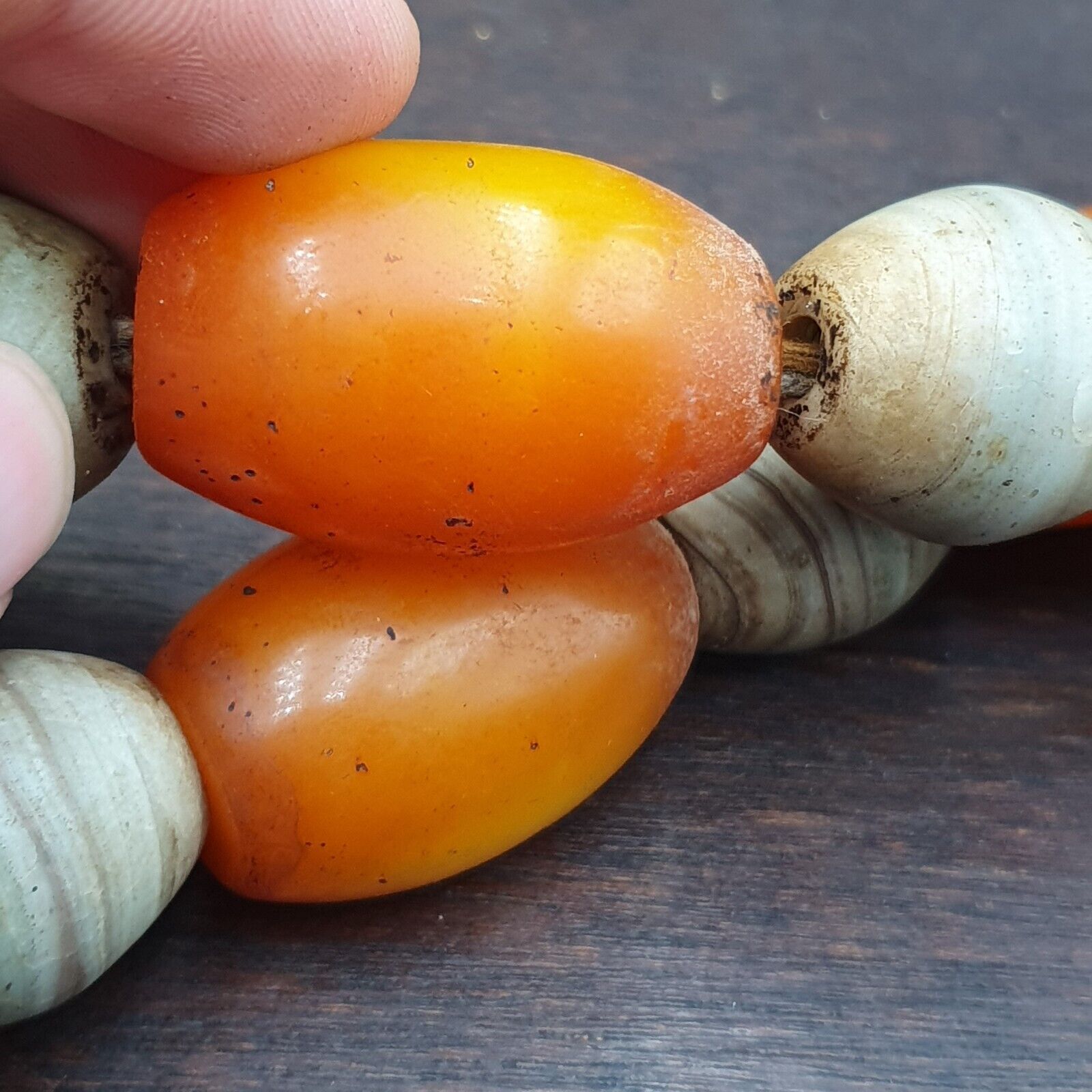 Moroccan Berber Handcrafted Resin Amber Vintage Jewelry African Necklace