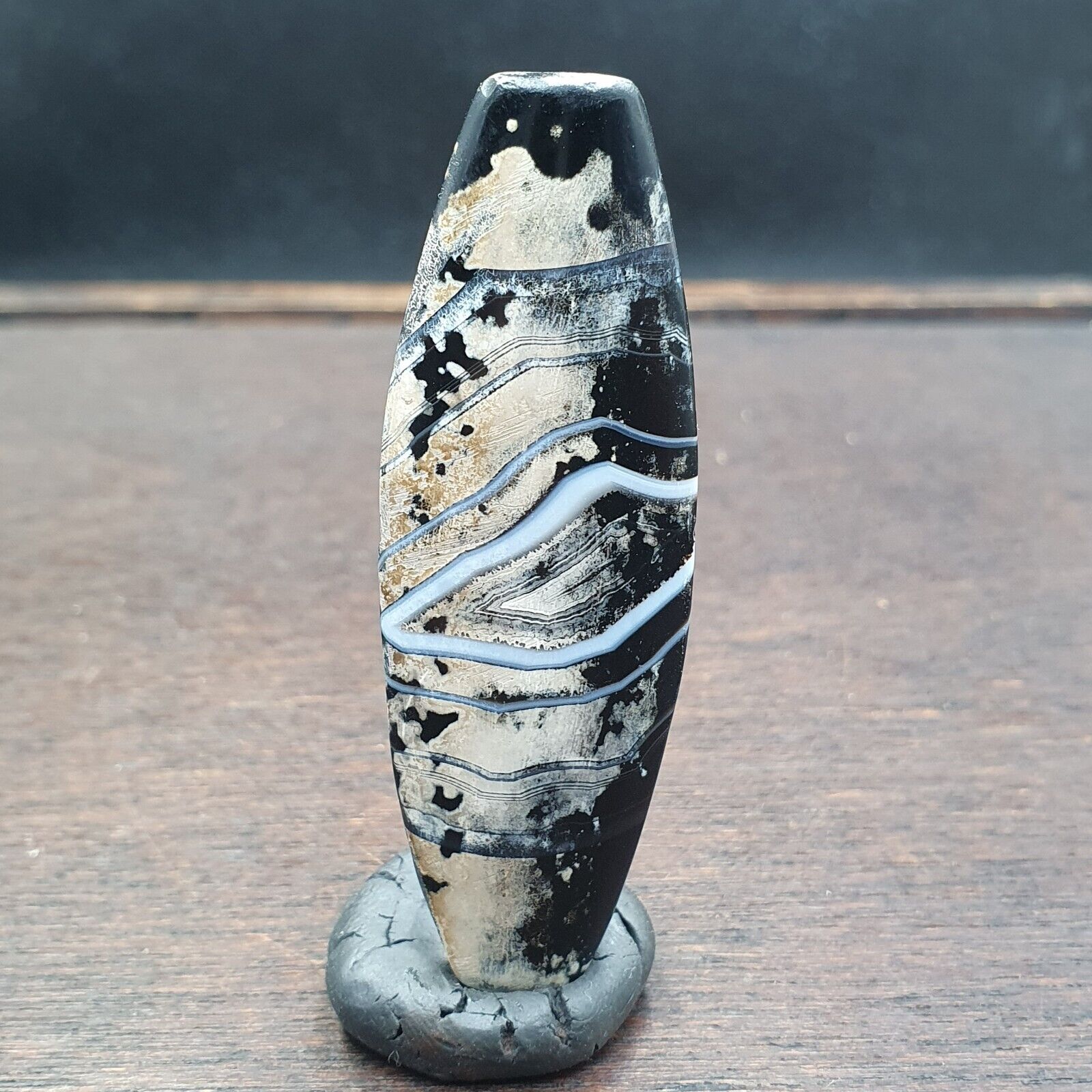 Antique Agate Bead With amazing Eye pattern Beautiful Patina.