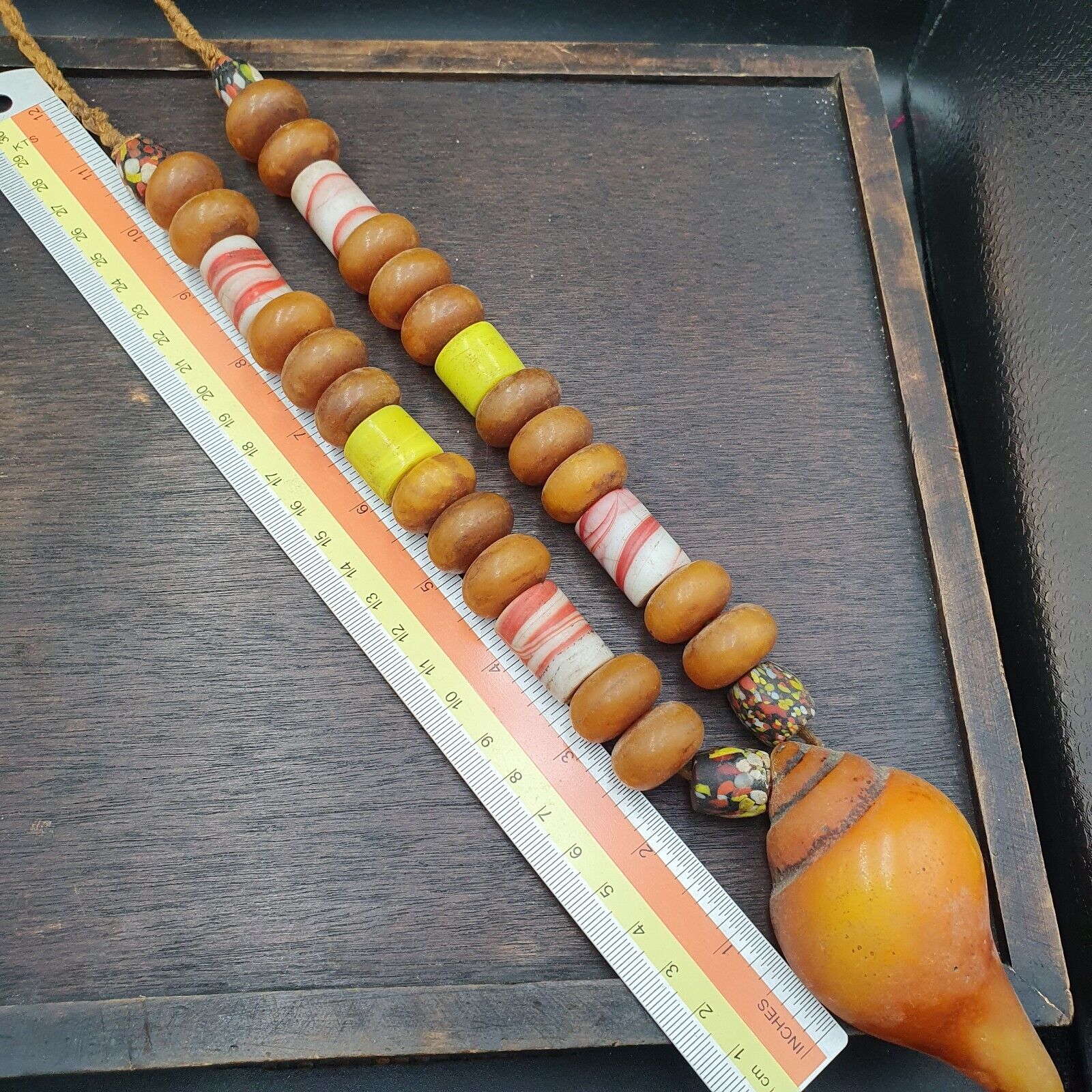 Moroccan Handcrafted Resin Amber Glass Vintage Jewelry African Necklace