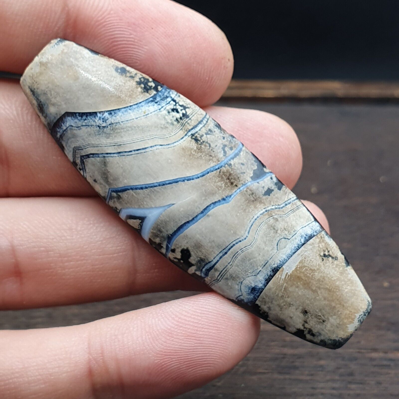 Antique Agate Bead With amazing Eye pattern Beautiful Patina.