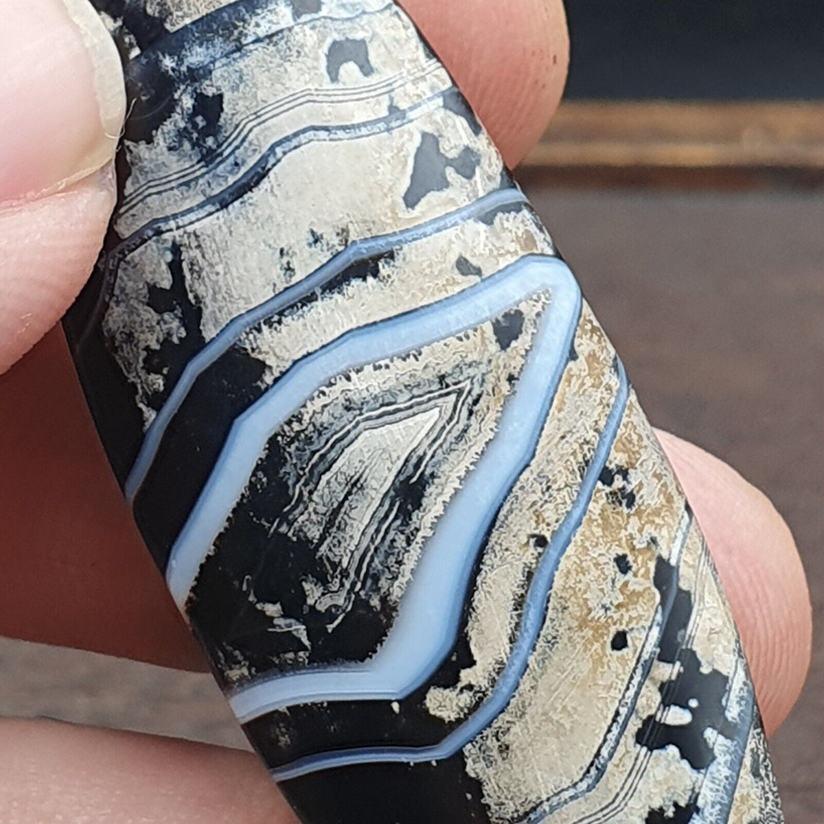 Antique Agate Bead With amazing Eye pattern Beautiful Patina.