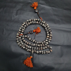 Vintage Himalayan Carved Bone 108 BEADS ROSARY Mala TB-B1