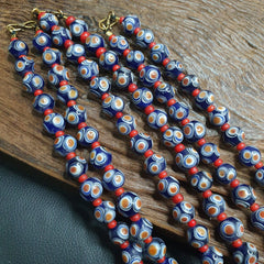 Amazing Hundred Eyes beads with venetian Red Whiteheart beads Necklace