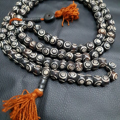 Vintage Himalayan Carved Bone 108 BEADS ROSARY Mala TB-B1