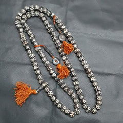 Vintage Himalayan Carved Bone 108 Beads Rosary Mala - Intricately designed rosary featuring authentic Himalayan carved bone beads, totaling 108 beads for meditative practice
