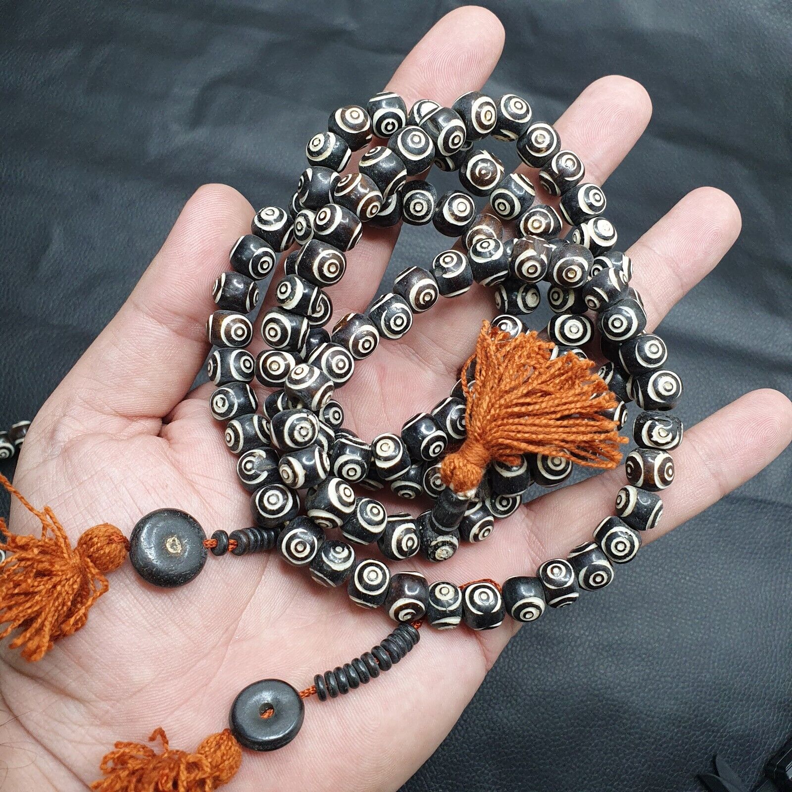 Vintage Himalayan Carved Bone 108 BEADS ROSARY Mala TB-B1