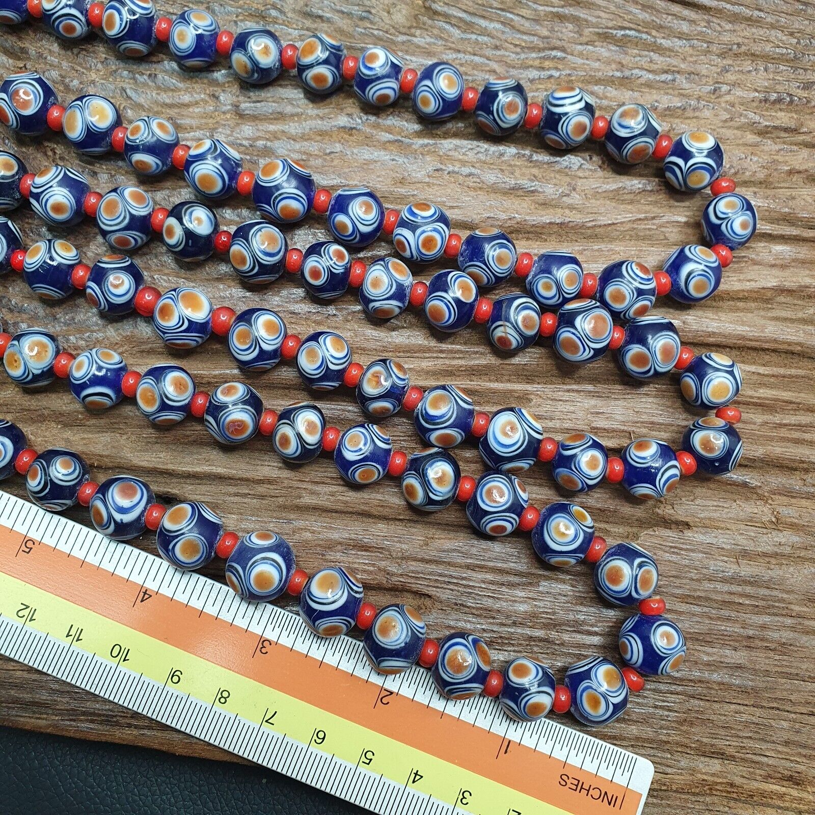 Amazing Hundred Eyes beads with venetian Red Whiteheart beads Necklace