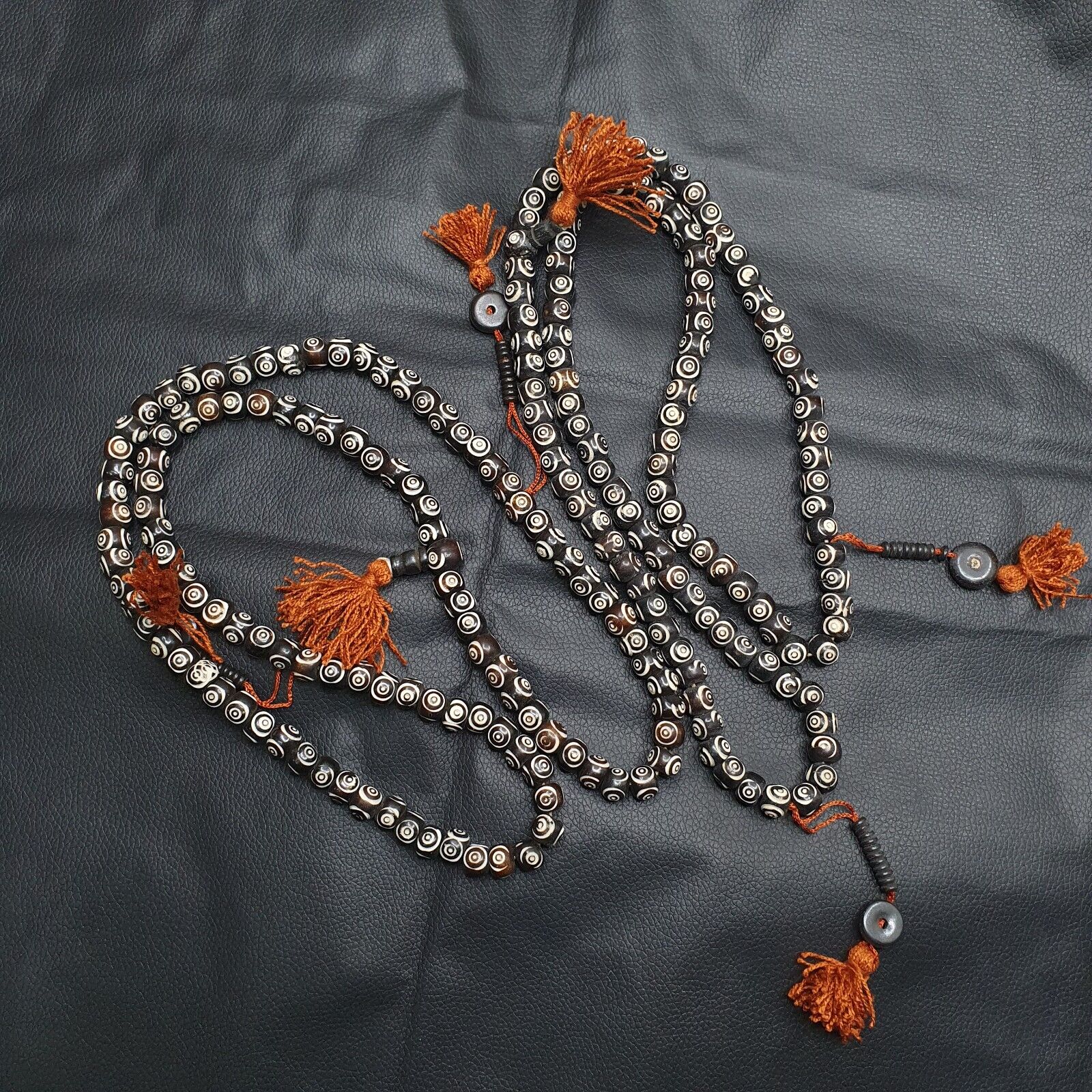 Vintage Himalayan Carved Bone 108 BEADS ROSARY Mala TB-B1