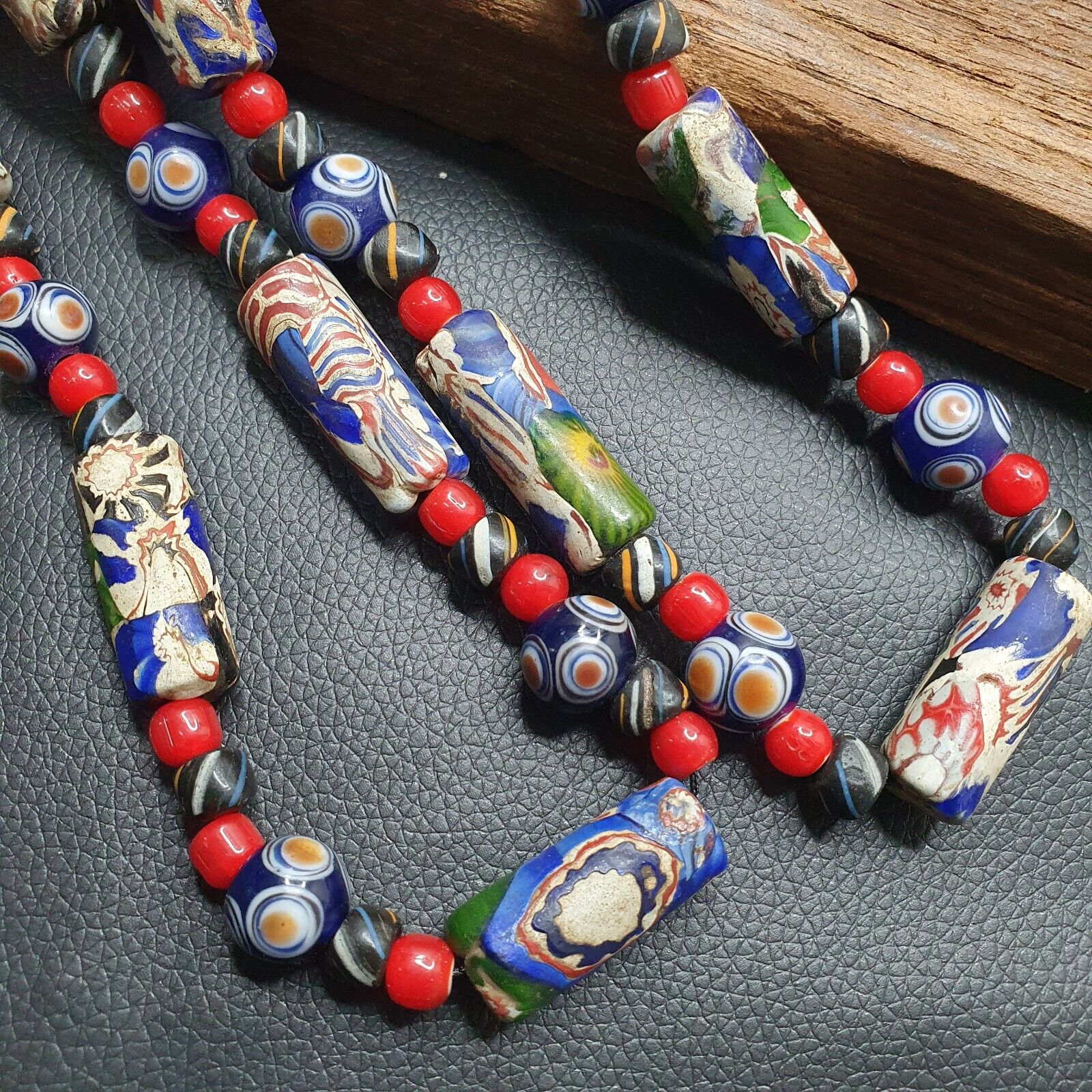 Venetian Millefiori Style beads with venetian Whiteheart and eye beads Necklace