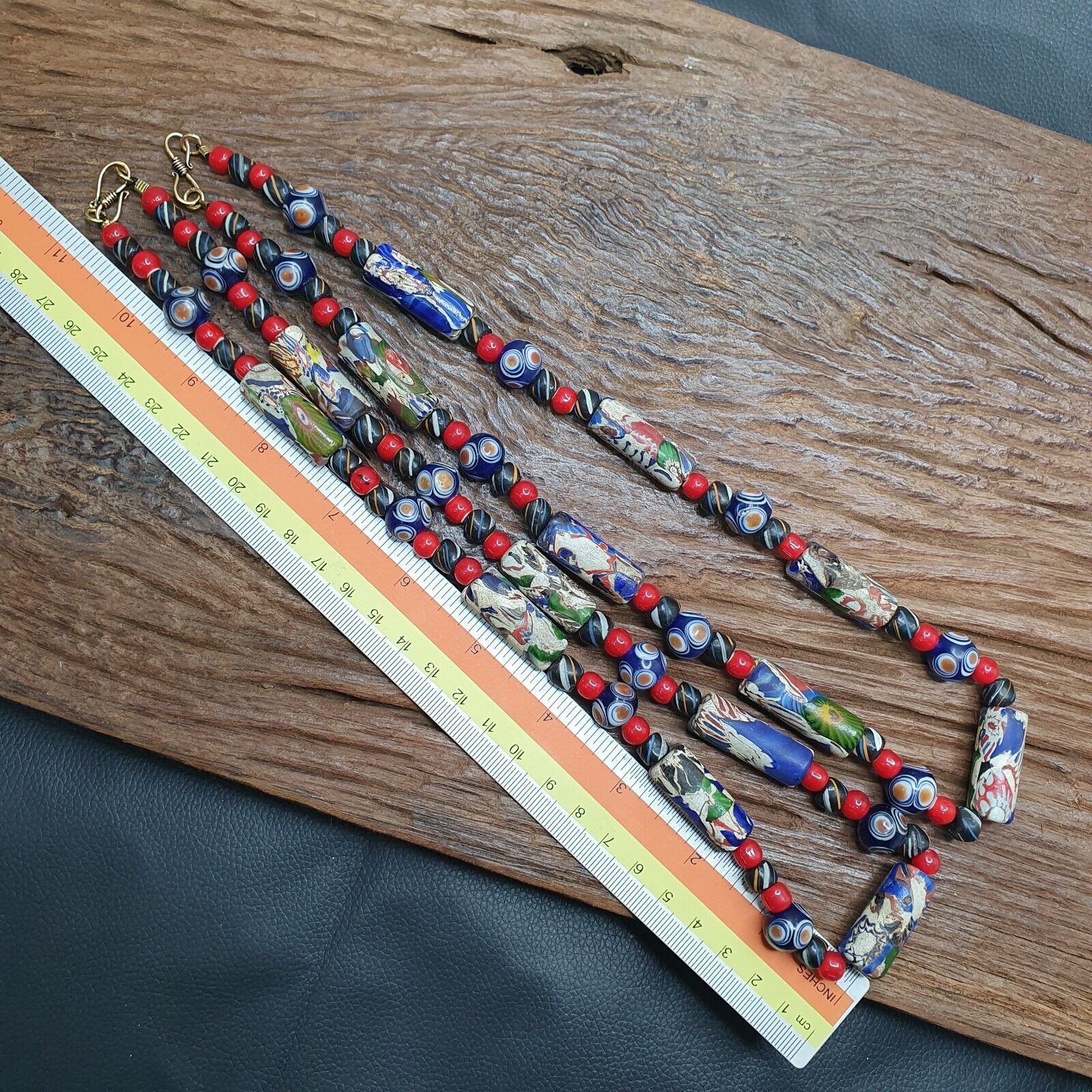 Venetian Millefiori Style beads with venetian Whiteheart and eye beads Necklace