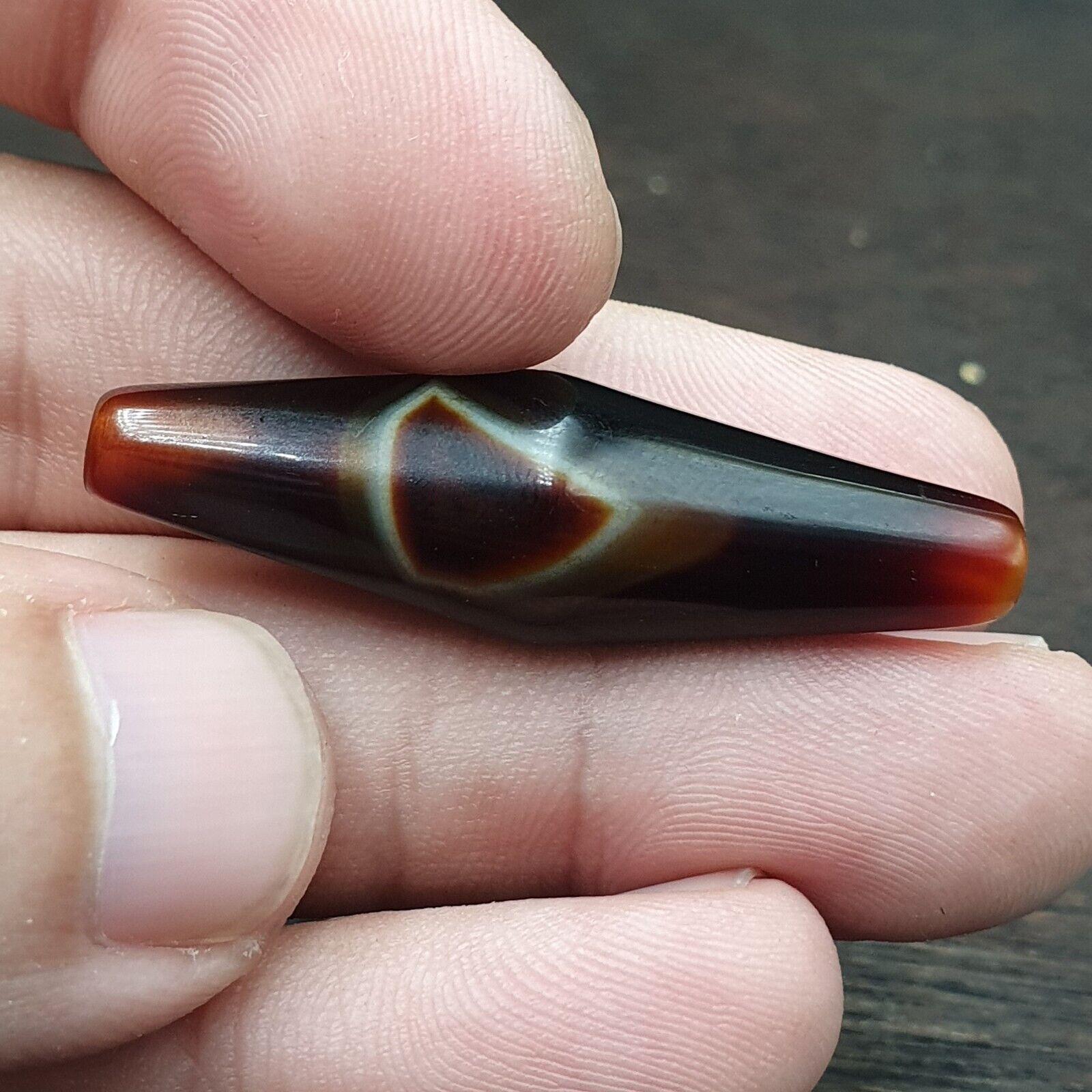 Antique Middle Eastern Red Agate Natural Eye Agate Bead very unique Pattern #2