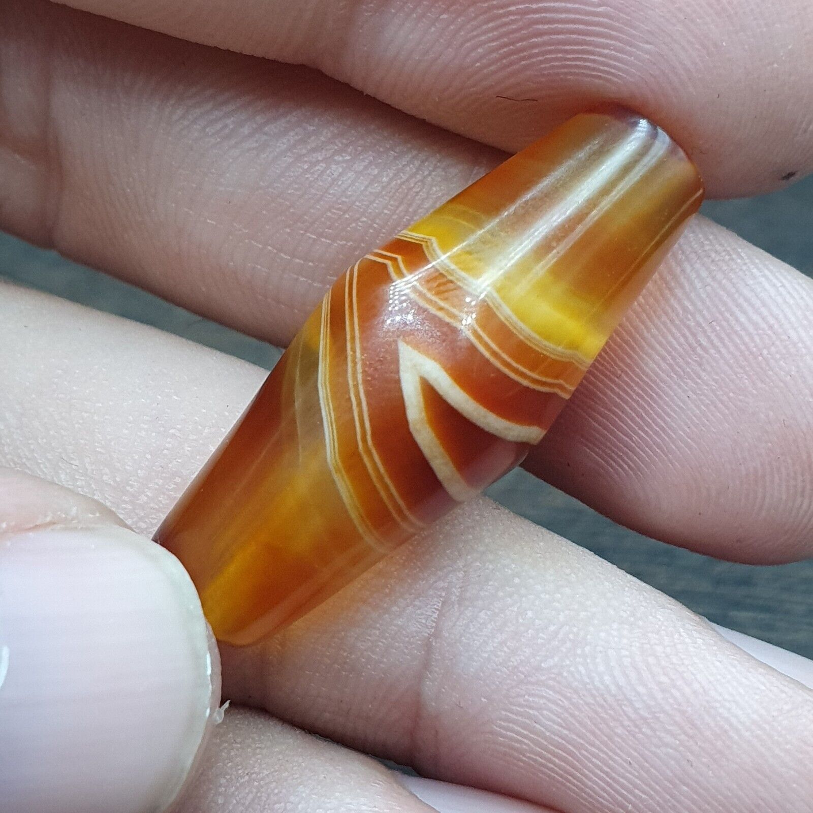 Antique Yemeni Agate Natural Eye Agate Bead very unique Pattern #6