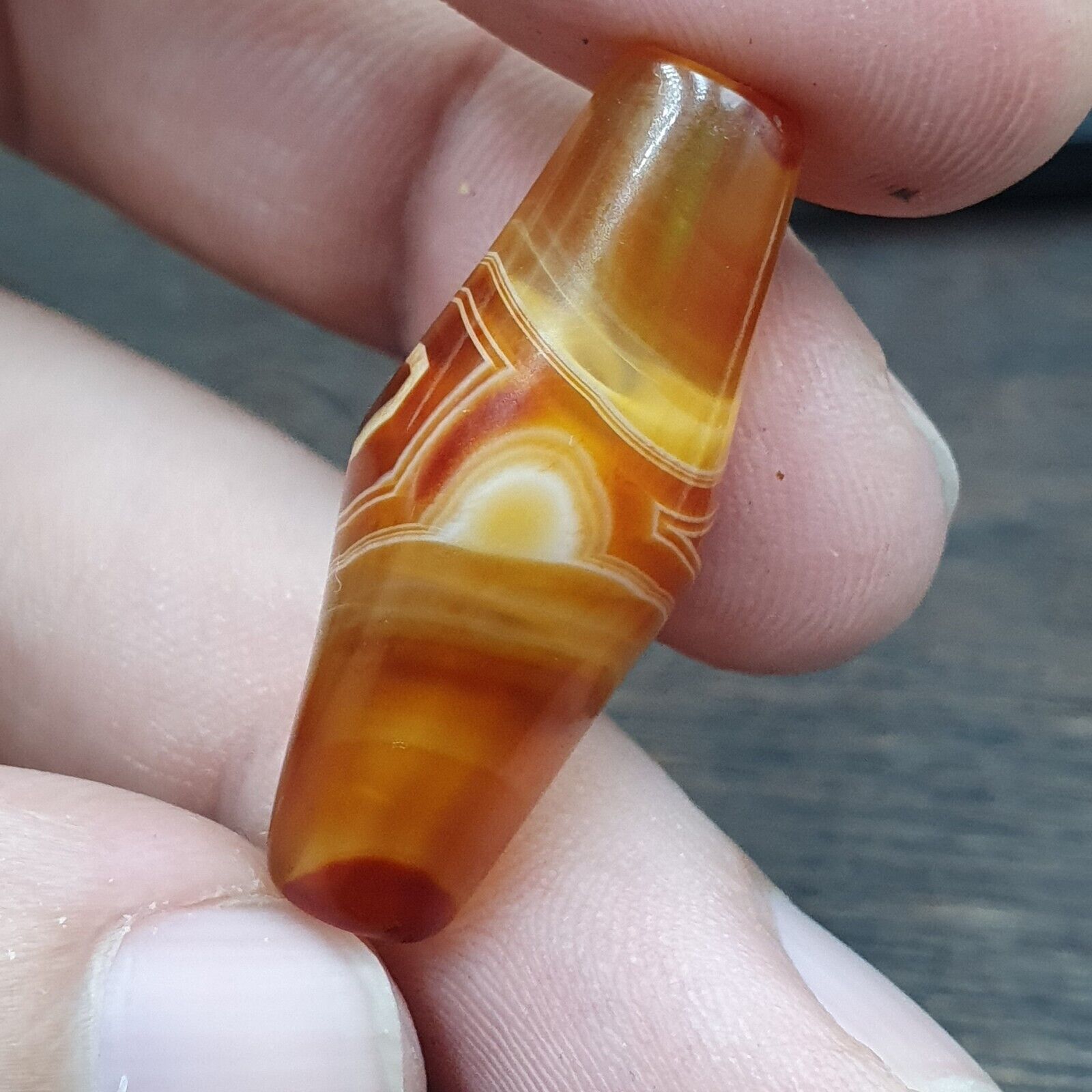 Antique Yemeni Agate Natural Eye Agate Bead very unique Pattern #6