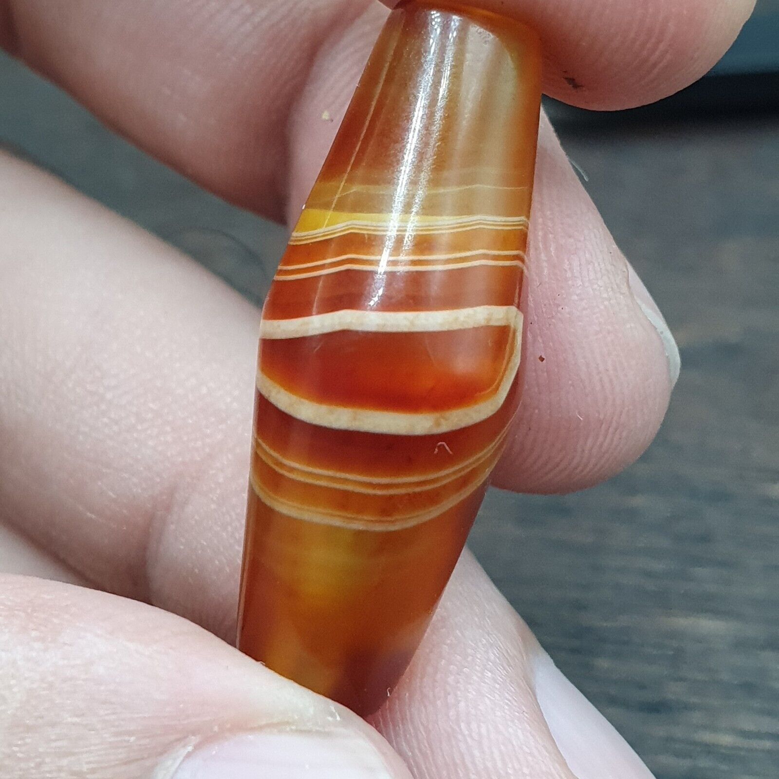 Antique Yemeni Agate Natural Eye Agate Bead very unique Pattern #6