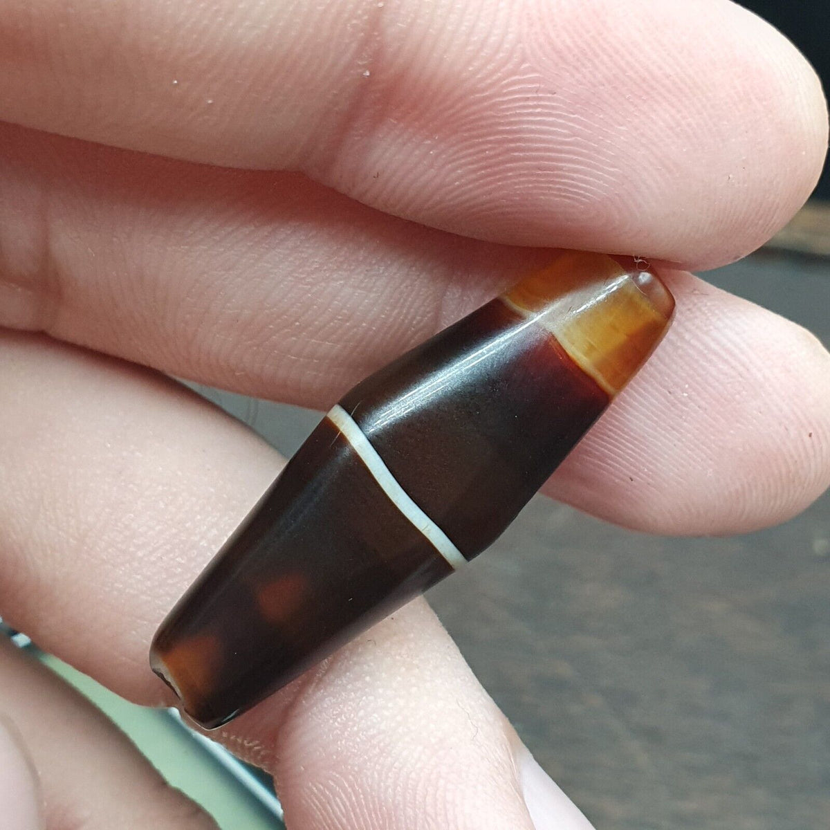 Antique Yemeni Agate Natural Agate Bead very unique Pattern #7