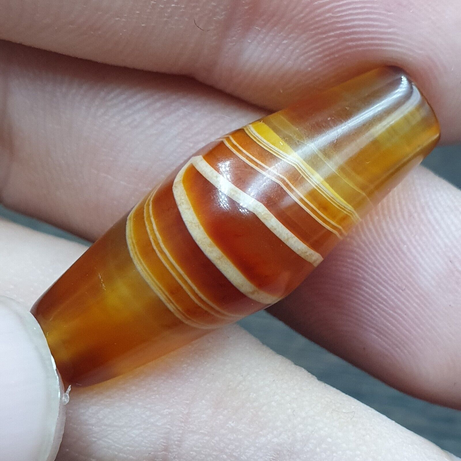 Antique Yemeni Agate Natural Eye Agate Bead very unique Pattern #6