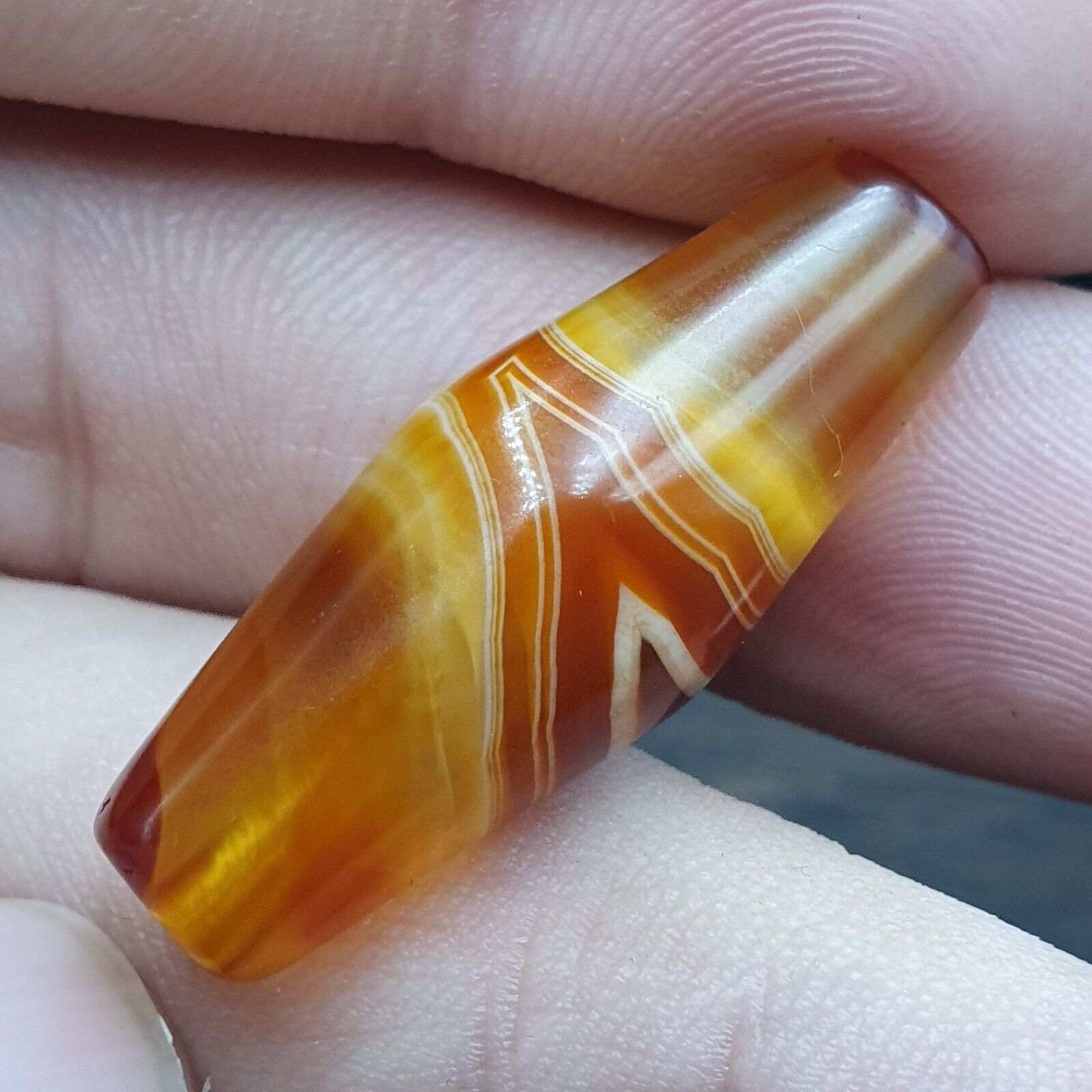 Antique Yemeni Agate Natural Eye Agate Bead very unique Pattern #6