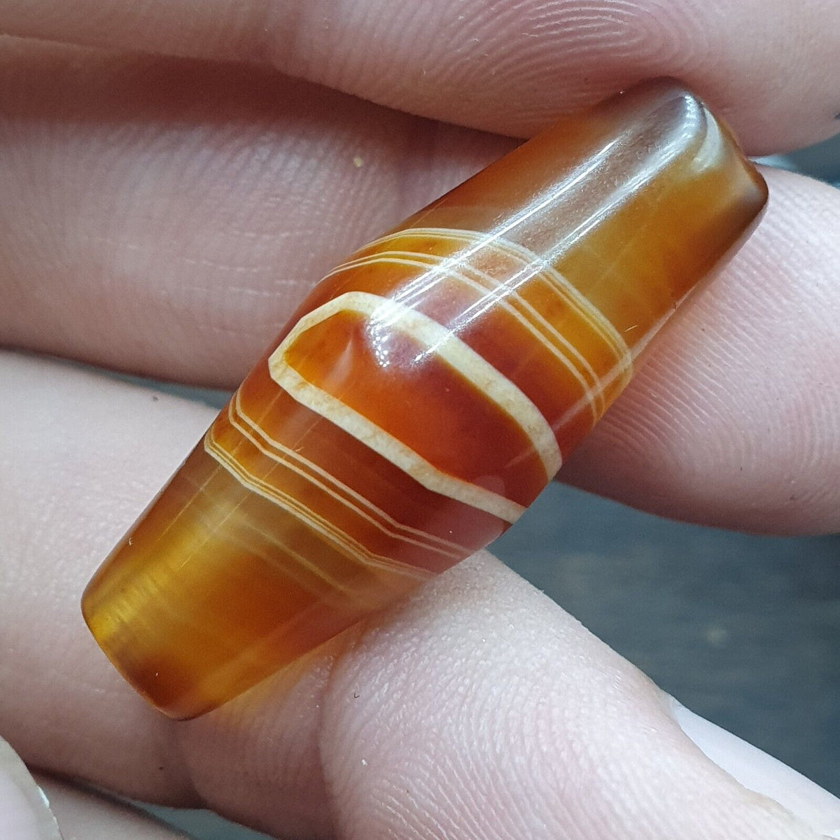 Antique Yemeni Agate Natural Eye Agate Bead very unique Pattern #6