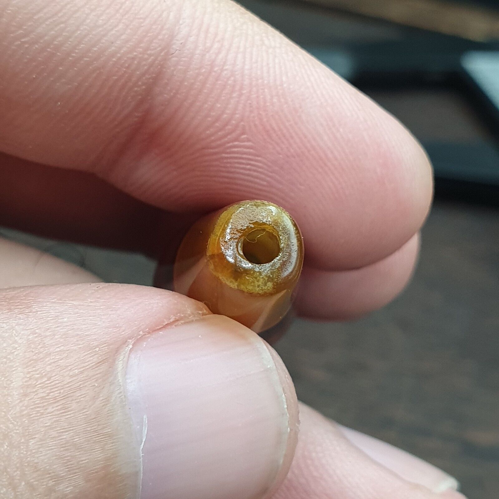 Old Yemeni Agate Natural Eye Agate Bead very unique Pattern #4