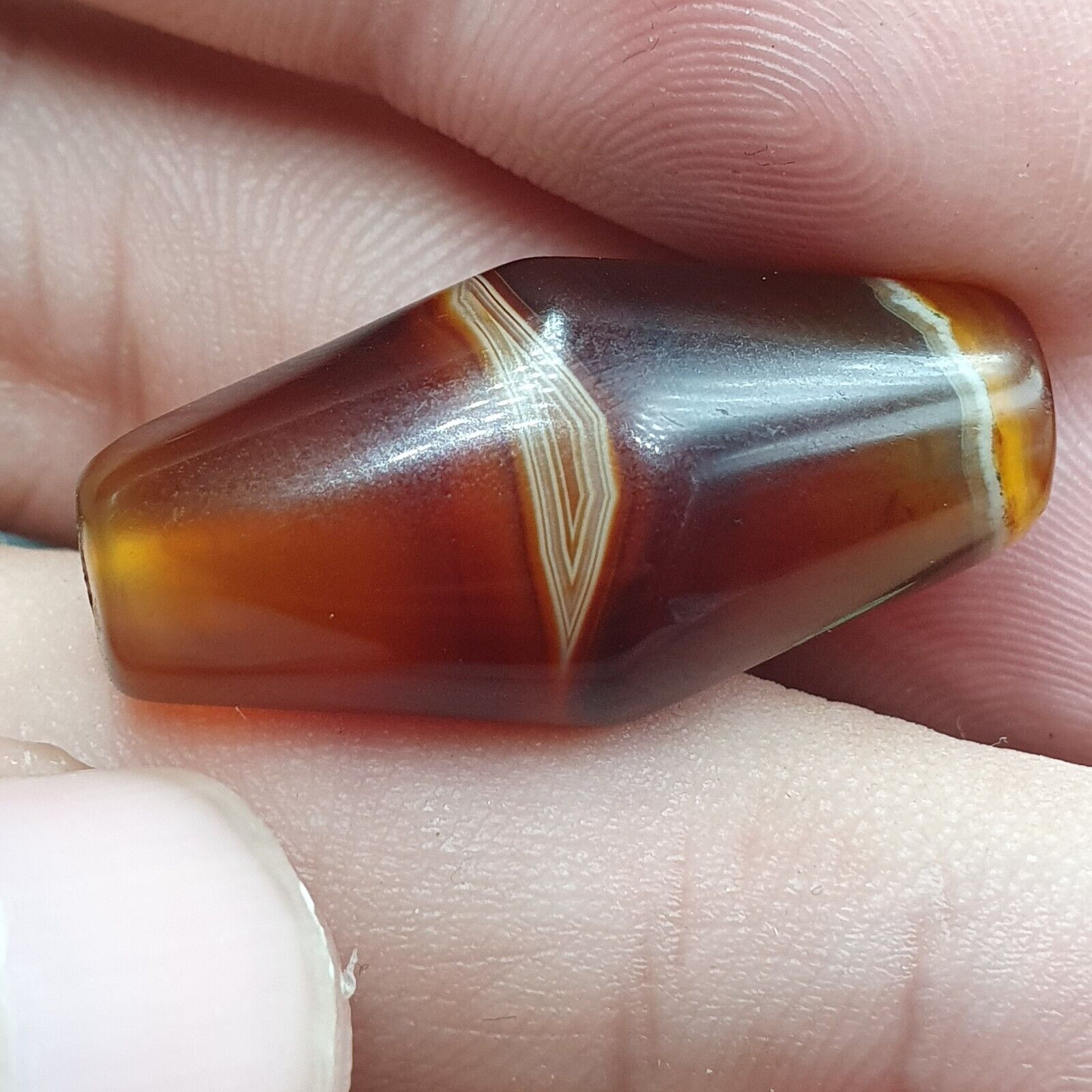 Antique Yemeni Agate Natural Eye Agate Bead very unique Pattern #5