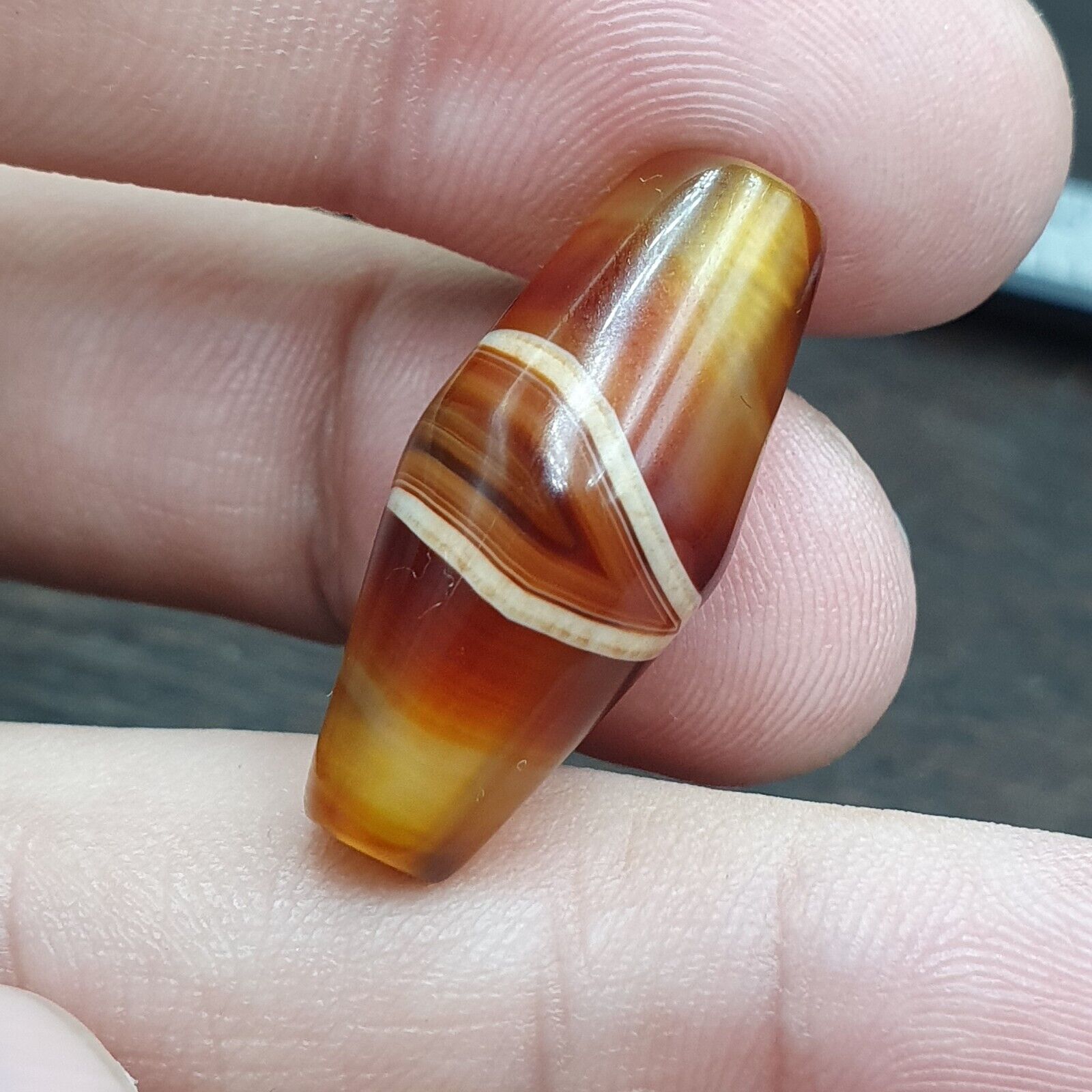 Antique Middle Eastern Agate Natural Eye Agate Bead very unique Pattern #3
