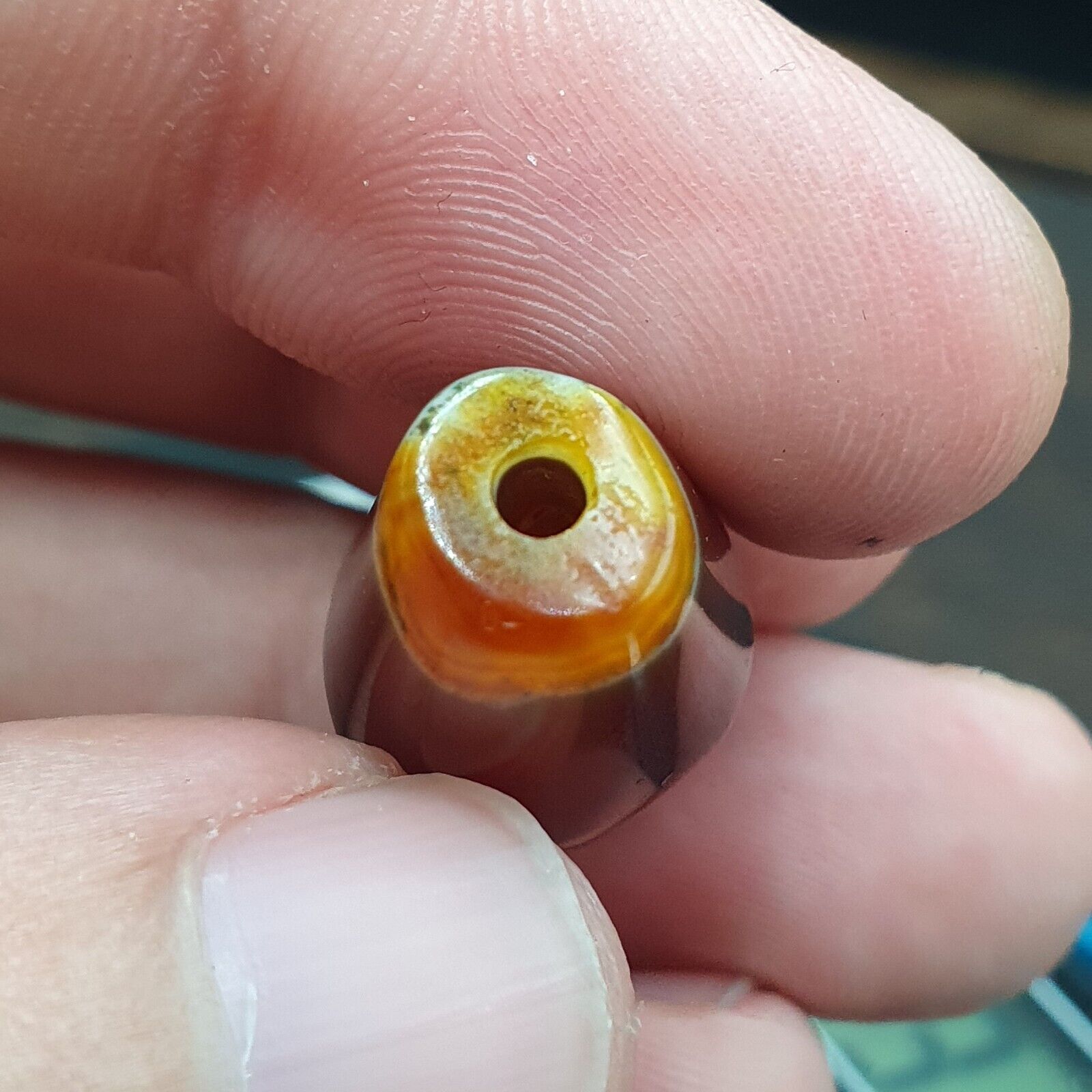 Antique Yemeni Agate Natural Eye Agate Bead very unique Pattern #5