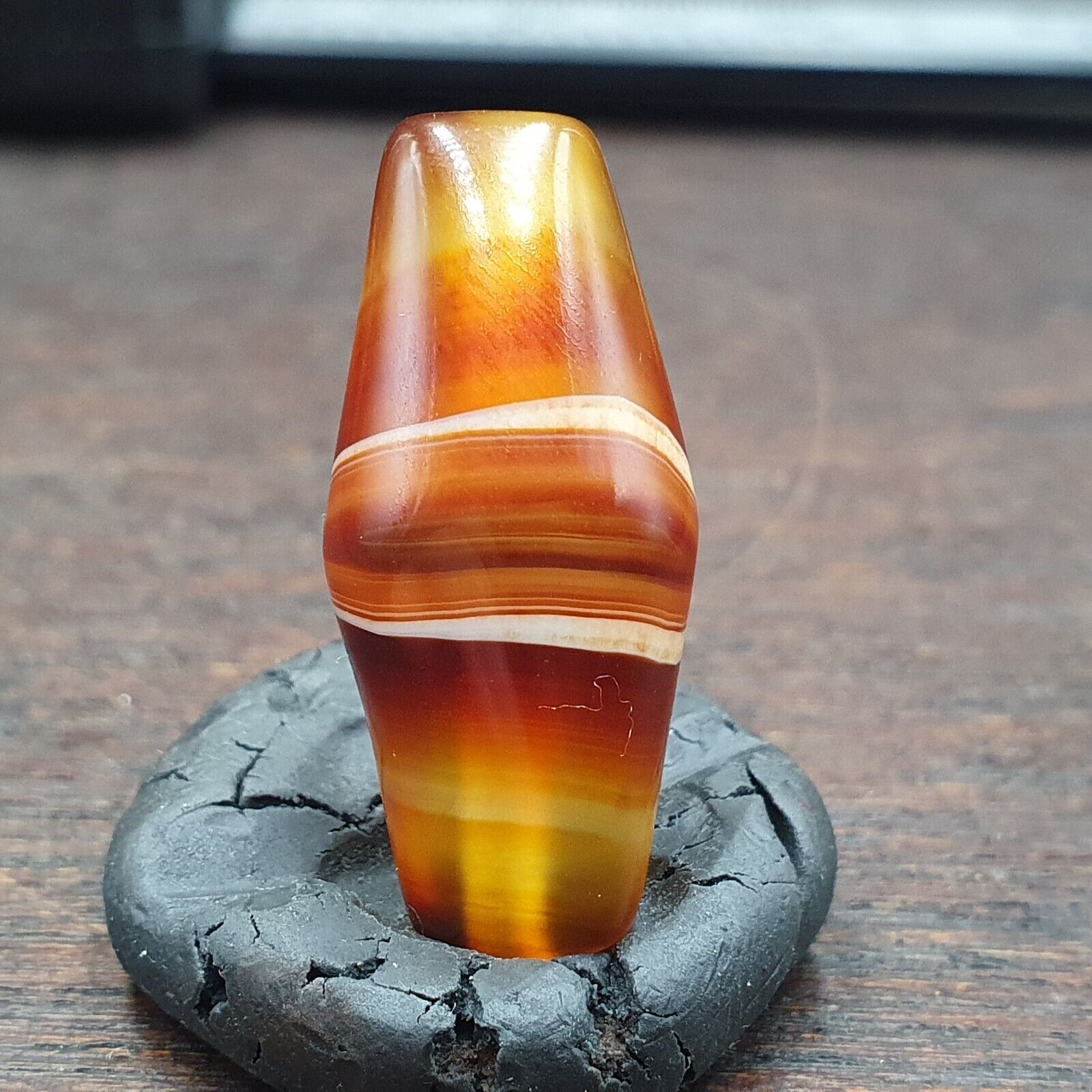Antique Middle Eastern Agate Natural Eye Agate Bead very unique Pattern #3
