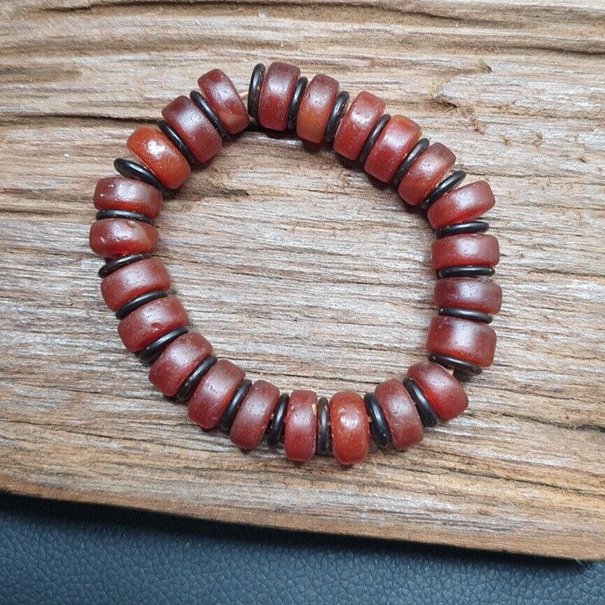 Amazing Antique Carnelian Red Agate 12mm Beads Bracelet BRGT-3