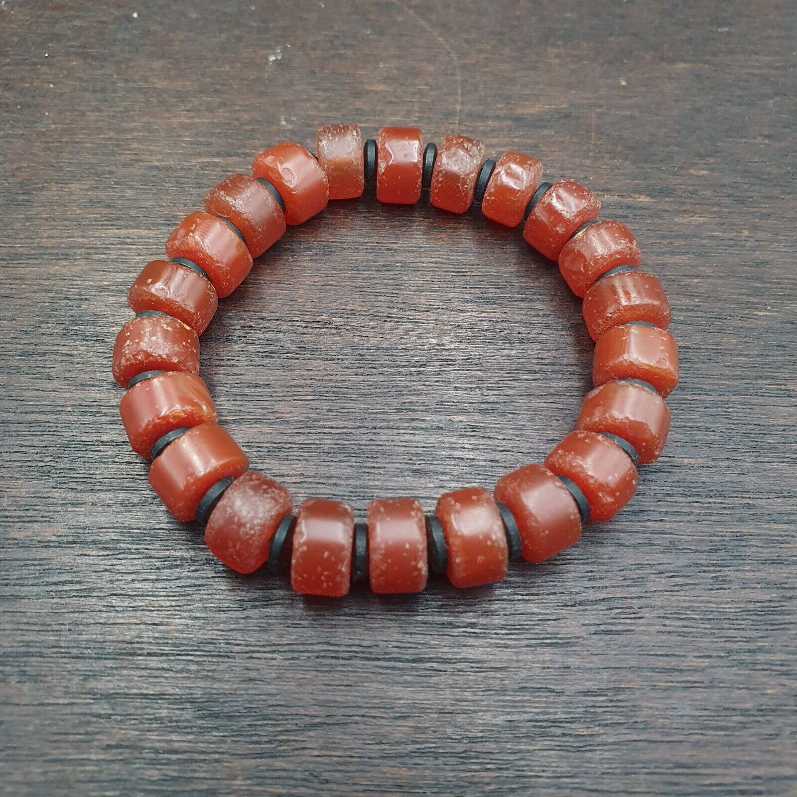 Antique Tire Shape Carnelian Agate 10mm Beads Bracelet BRGT-1