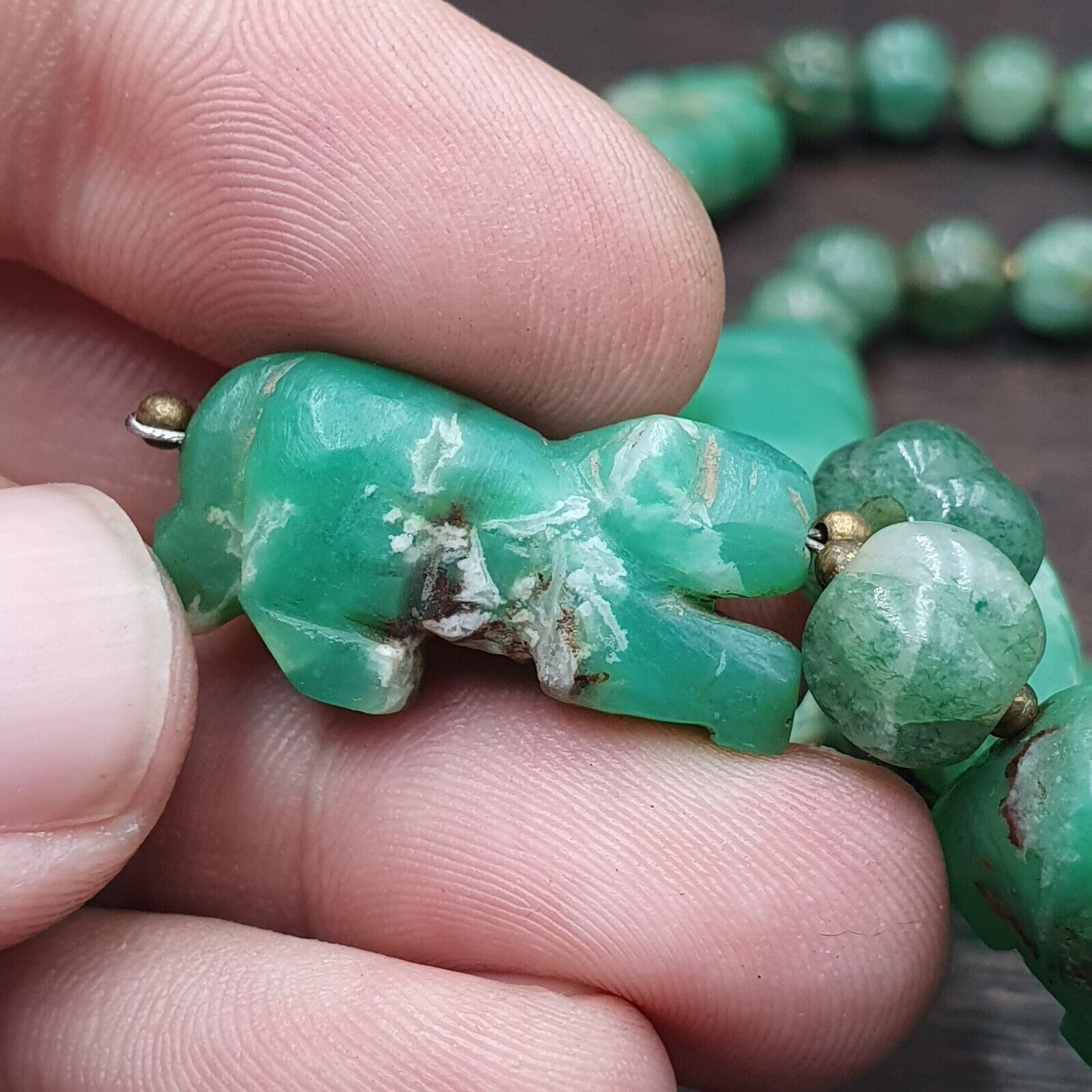 Vintage Chinese Tibetan Jade Carving jade Animals Melon Shape Necklaces