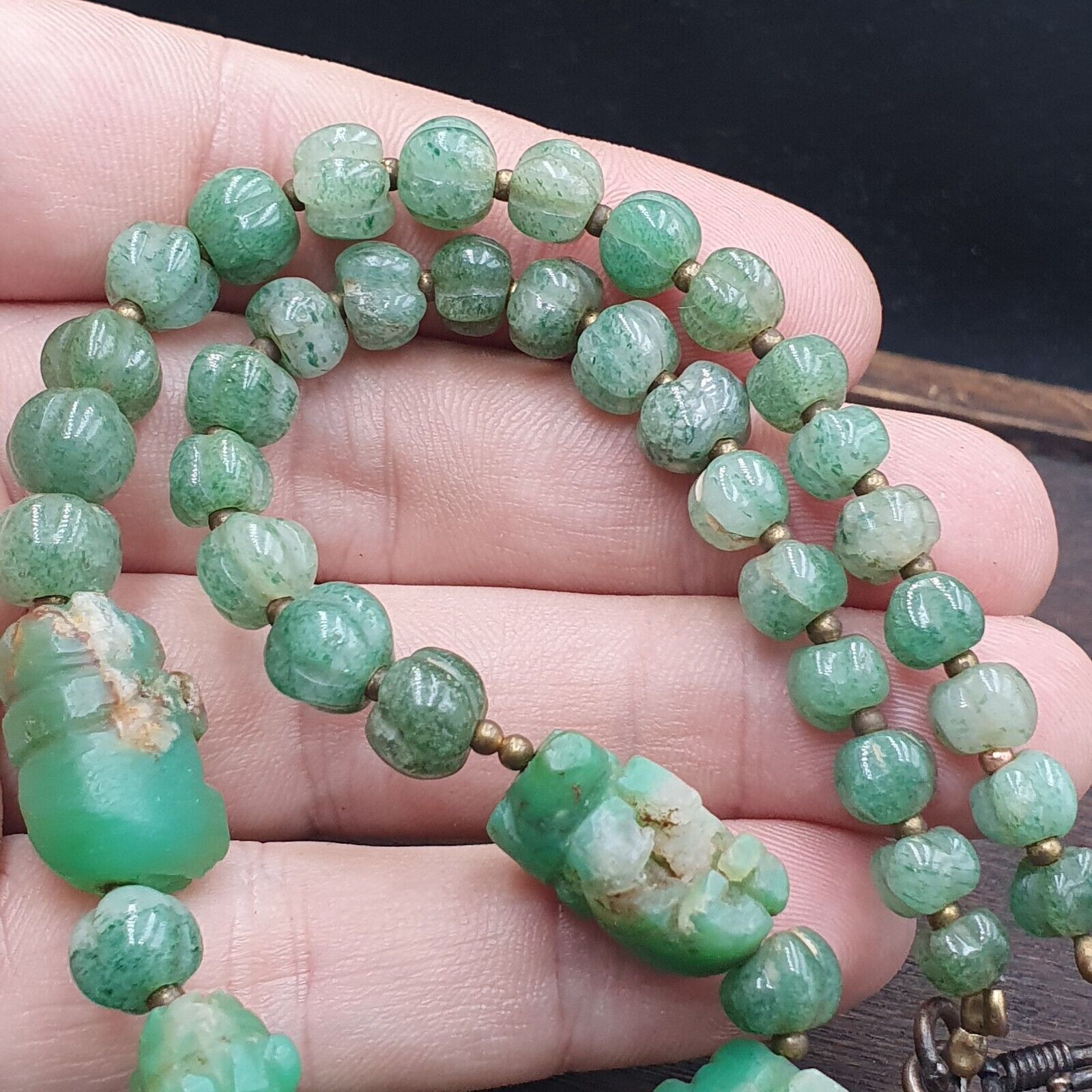 Vintage Chinese Tibetan Jade Carving jade Animals Melon Shape Necklaces
