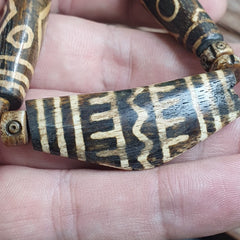 Asian Burmese Old Pumtek Palm Wood Stone beads Necklace