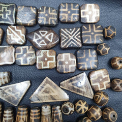 Lot 91 Beads Asian Burmese Old Pumtek Palm Wood Stone beads