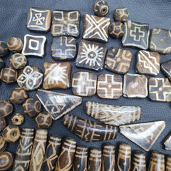 Lot 91 Beads Asian Burmese Old Pumtek Palm Wood Stone beads