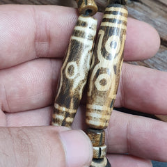 Asian Burmese Old Pumtek Palm Wood Stone beads Necklace