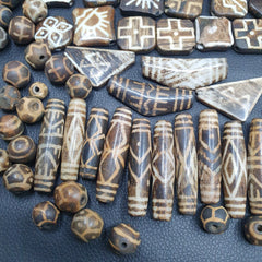 Lot 91 Beads Asian Burmese Old Pumtek Palm Wood Stone beads