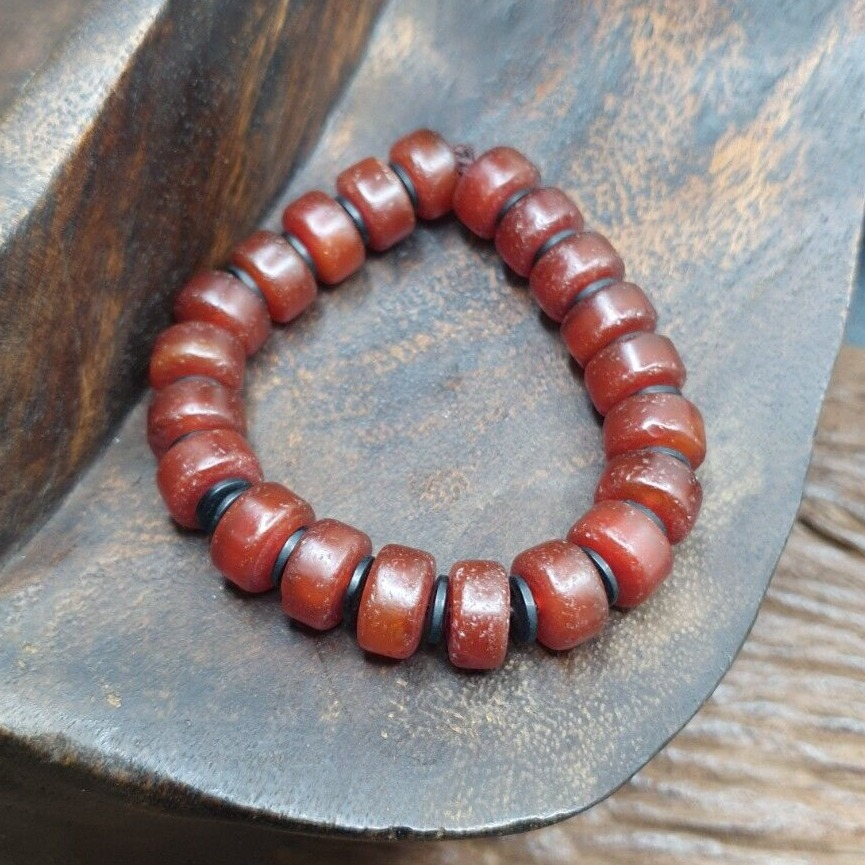 Antique Tire Shape Carnelian Agate 12mm Beads Bracelet BRGT-2