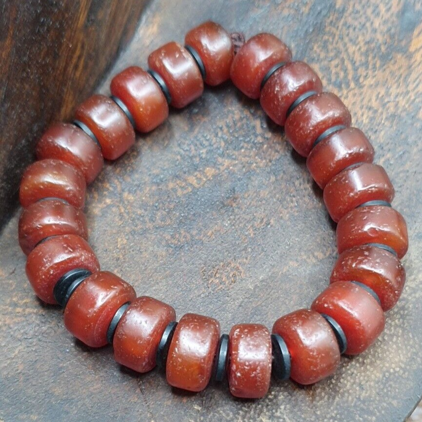 Antique Tire Shape Carnelian Agate 12mm Beads Bracelet BRGT-2