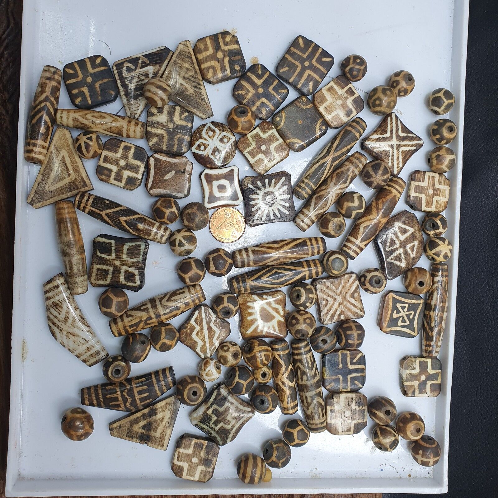 Lot 91 Beads Asian Burmese Old Pumtek Palm Wood Stone beads