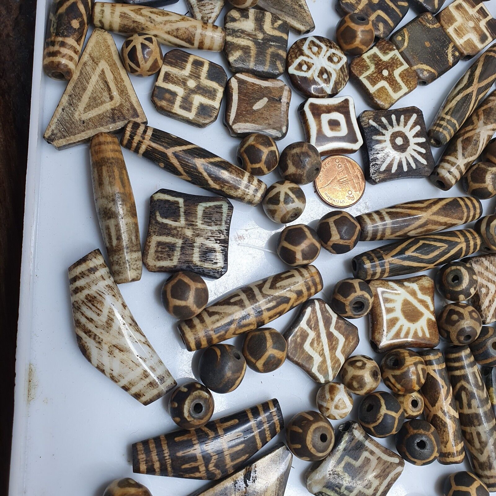 Lot 91 Beads Asian Burmese Old Pumtek Palm Wood Stone beads