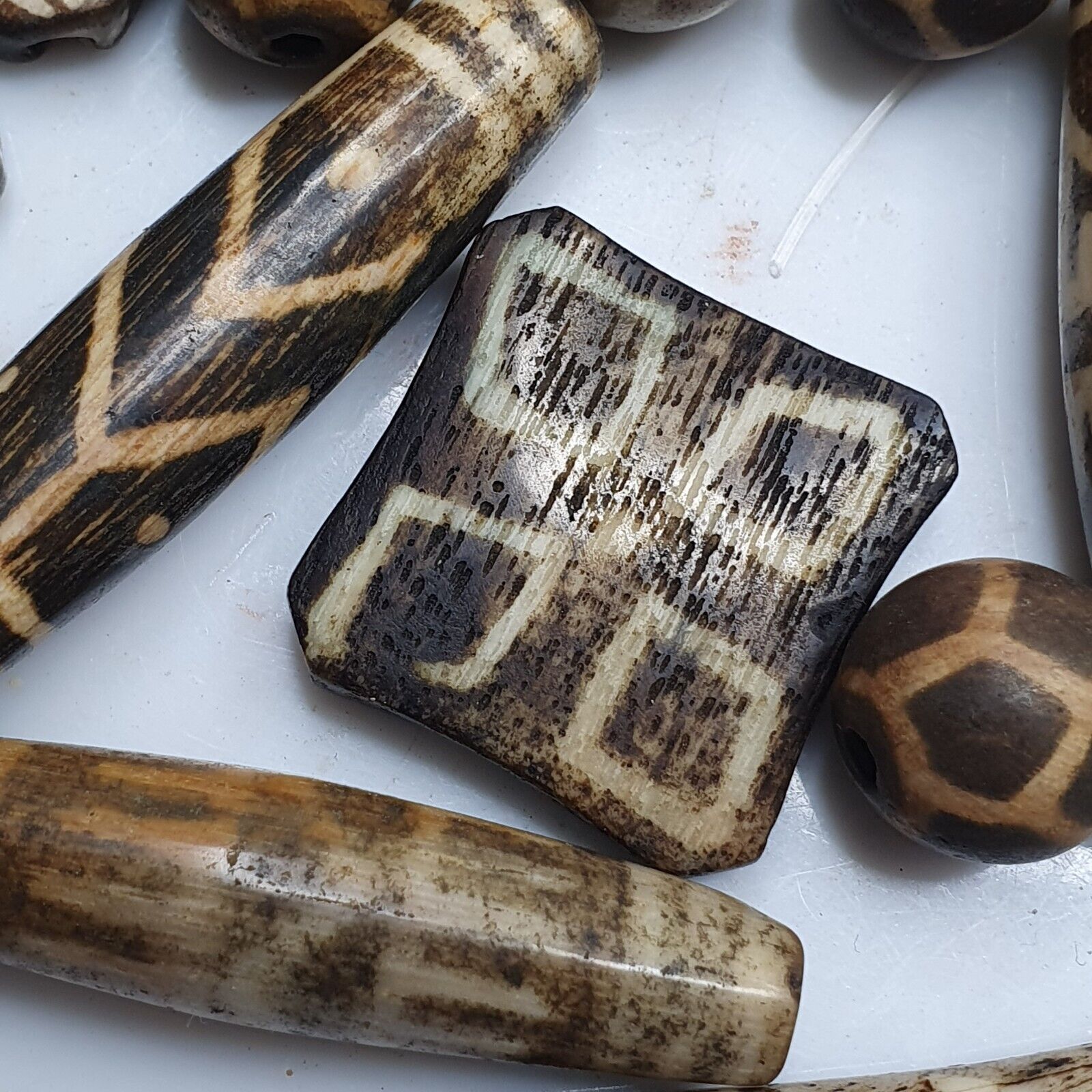 Lot 91 Beads Asian Burmese Old Pumtek Palm Wood Stone beads