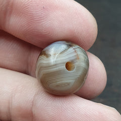 Antique Tibetan Gray Agate Bead Natural Patterns Agate Amulet