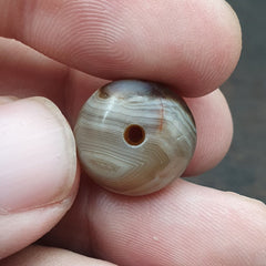 Antique Tibetan Gray Agate Bead Natural Patterns Agate Amulet