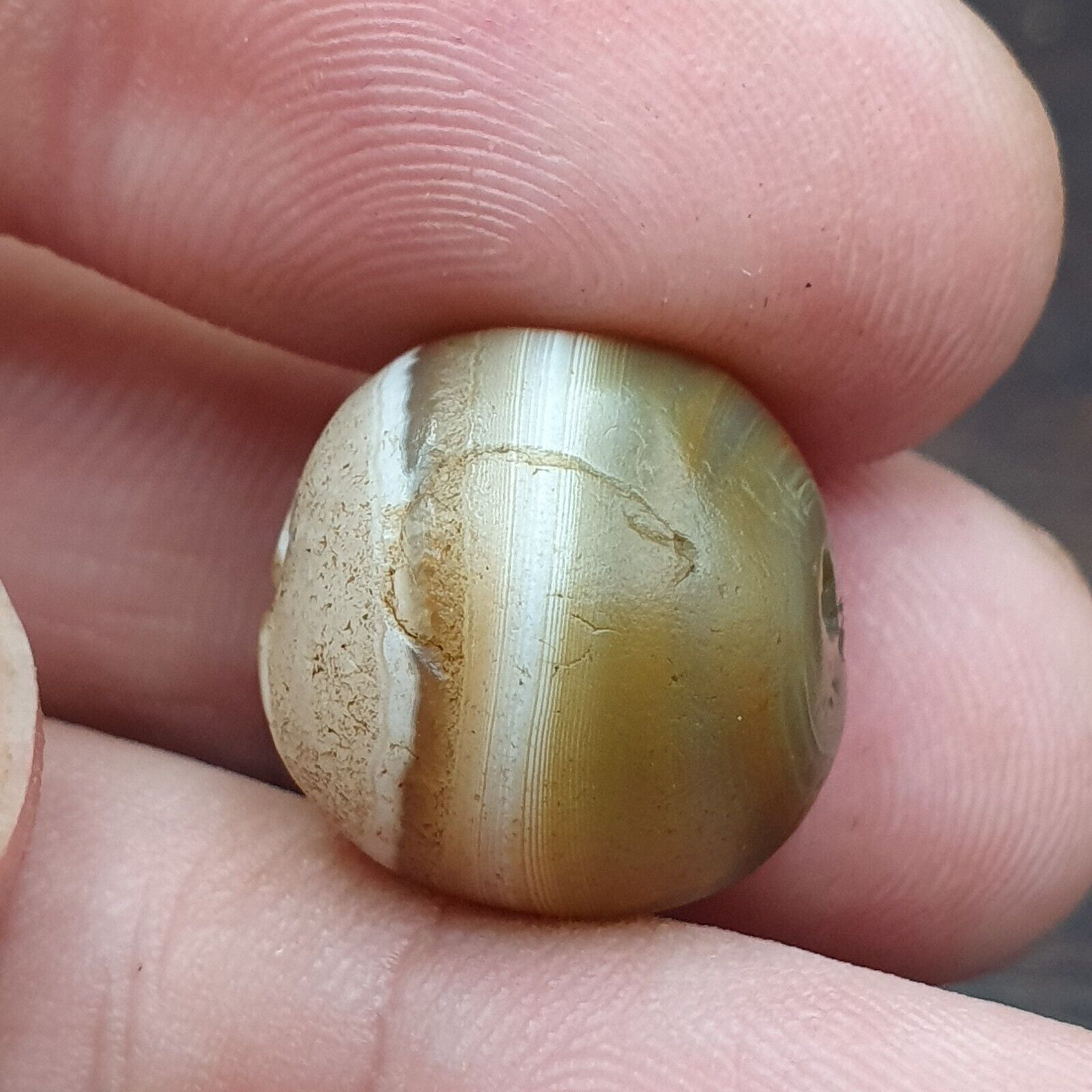 Antique Tibetan Suleimani Agate Bead: A Rare Gem from the Past 16.6mm