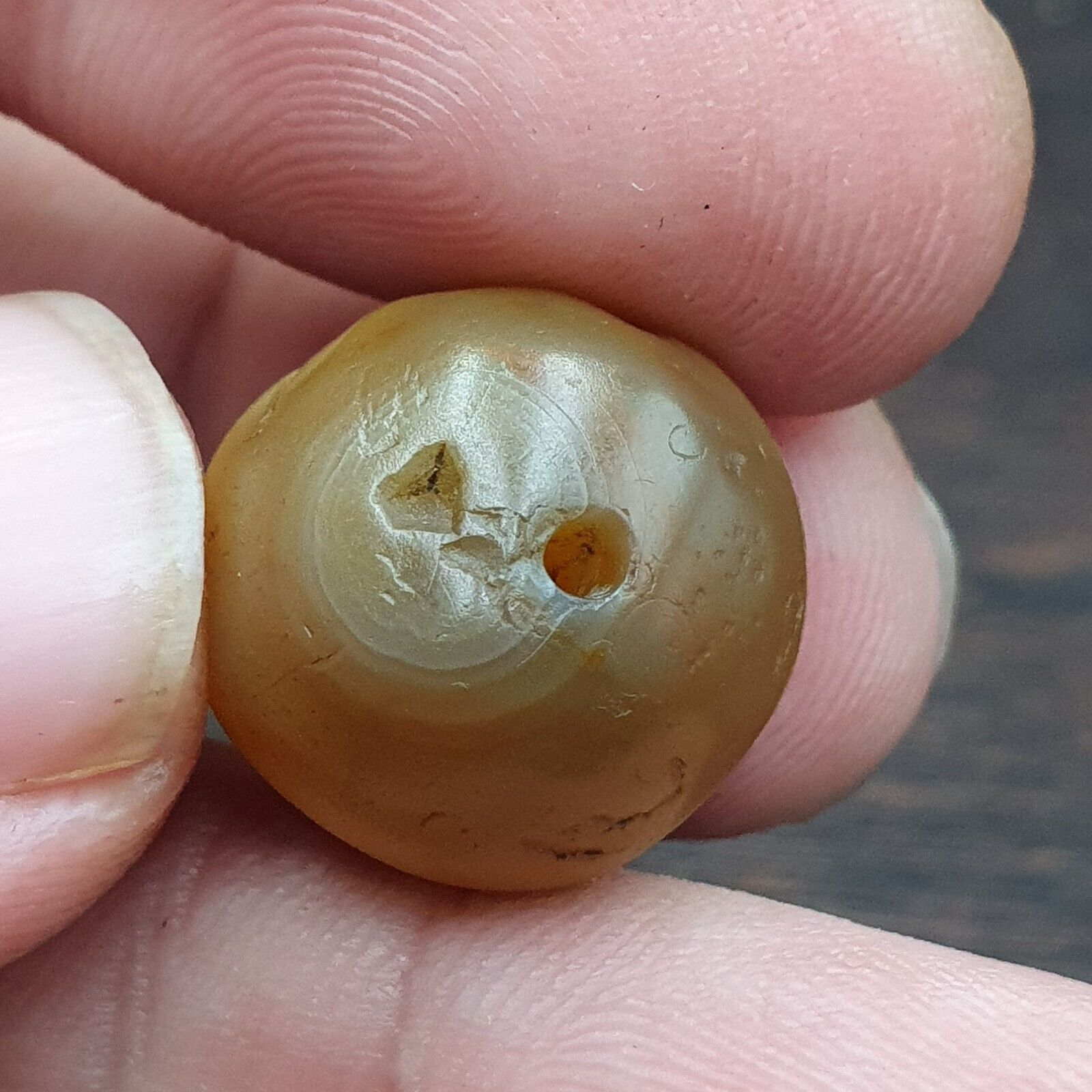Antique Tibetan Suleimani Agate Bead: A Rare Gem from the Past 16.6mm