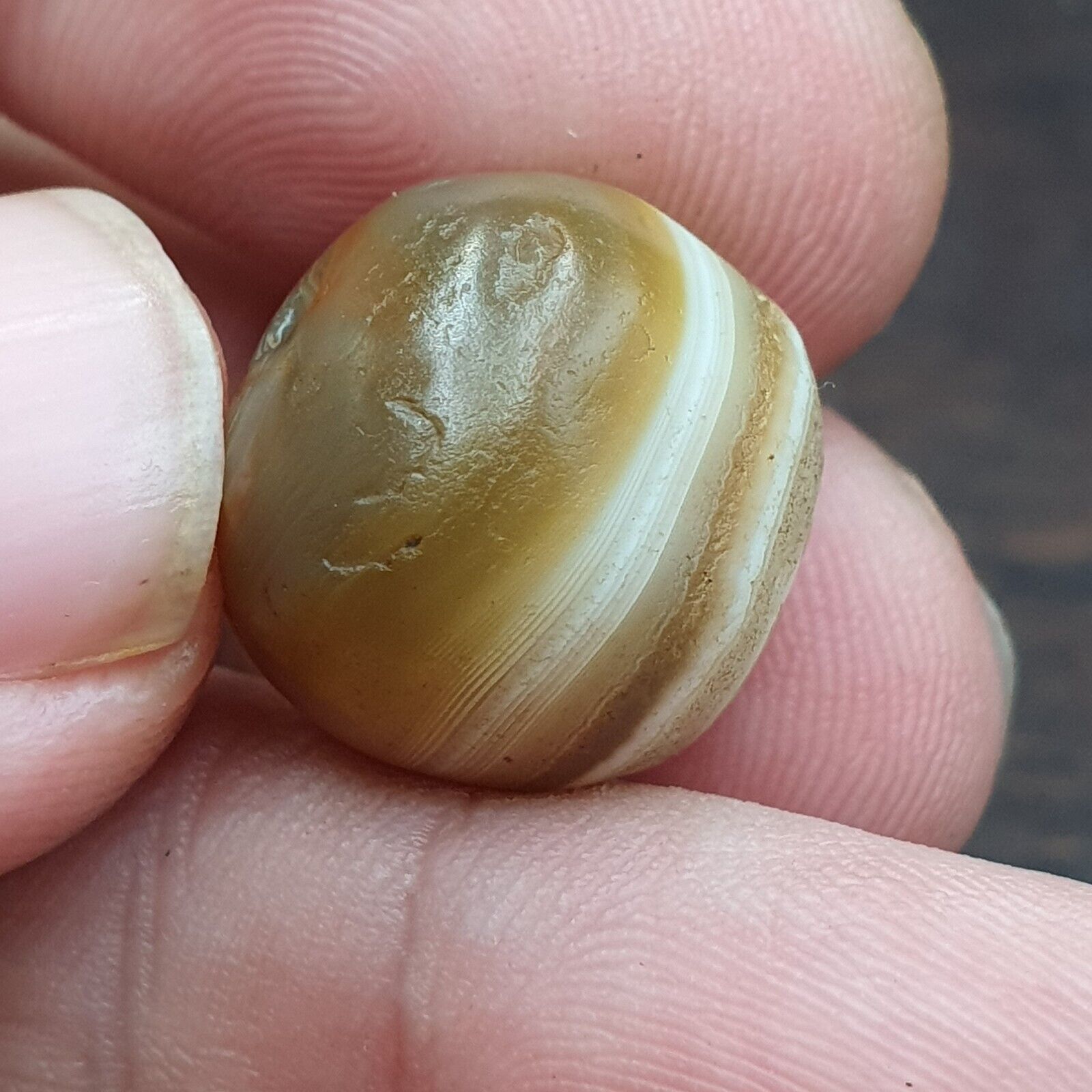 Antique Tibetan Suleimani Agate Bead: A Rare Gem from the Past 16.6mm